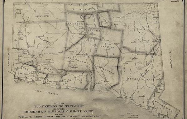 Map of the State of Connecticut Showing Indian Trails, Villages, & Schemdoms